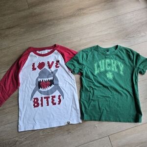 Valentine's & St Paddy's Day Little Boy size 6 set of 2 T-shirts EUC